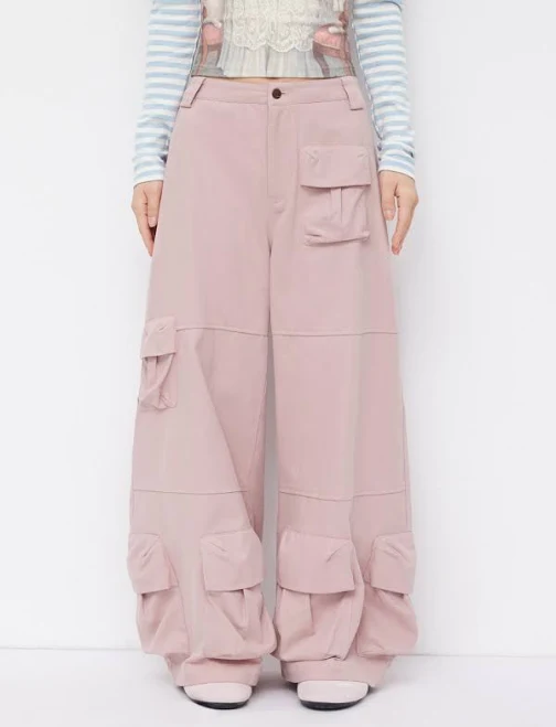 cargo pants Woven Cotton Mid-Rise Multi-Pocket Cargo Trousers Cider $51.92