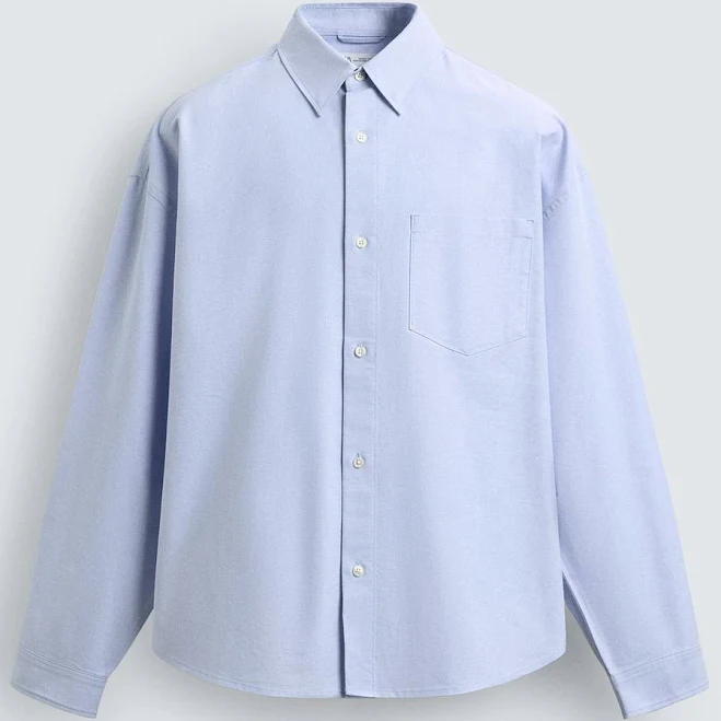 button down shirt Zara Men's Oversized Oxford Shirt Zara USA $59.9