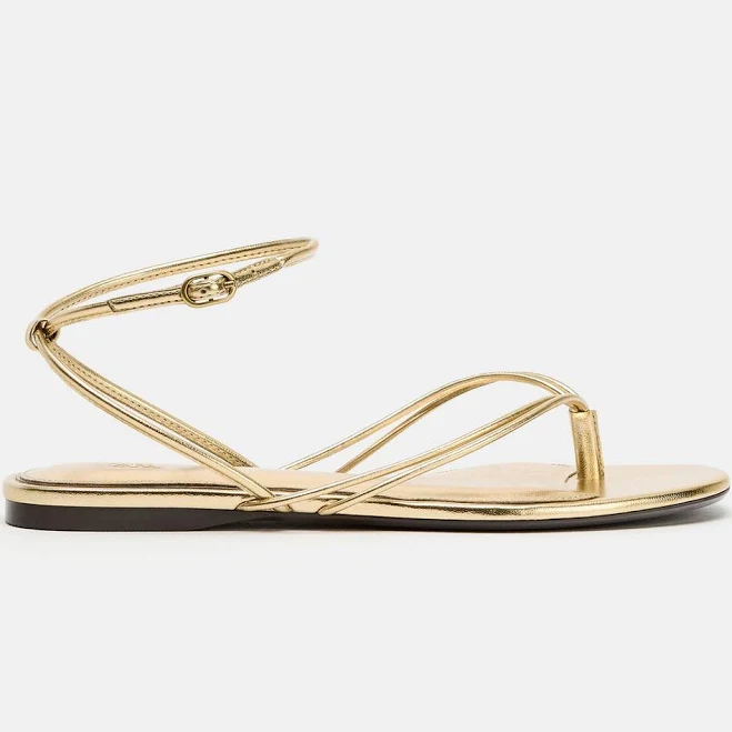 shoes Zara Metallic Flat Sandals Zara USA $59.9