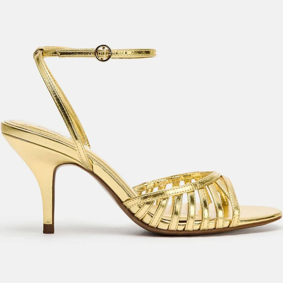 shoes Zara Metallic Strappy Sandals Zara USA $75.9