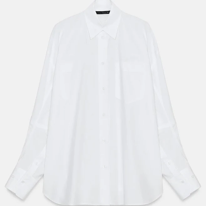 button down shirt Zara Oversized Poplin Shirt Zara USA $49.9