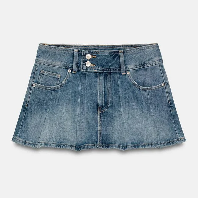 skirt Zara Trf Pleated Denim Skirt Zara USA $49.9
