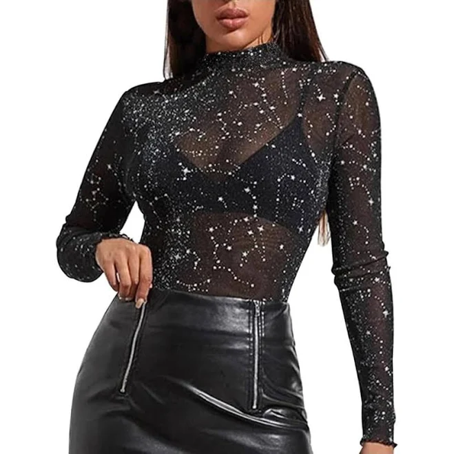 mesh top Zeagoo Women's Mesh Long Sleeve See Through Shirt Temu $9.92