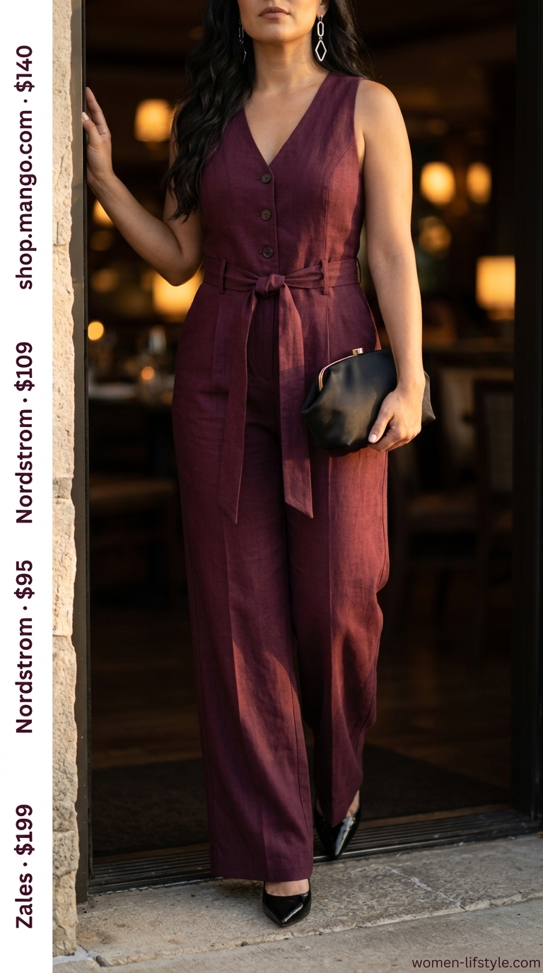 summer linen jumpsuit outfits for women 2026 outfit idea - fashion styling inspiration