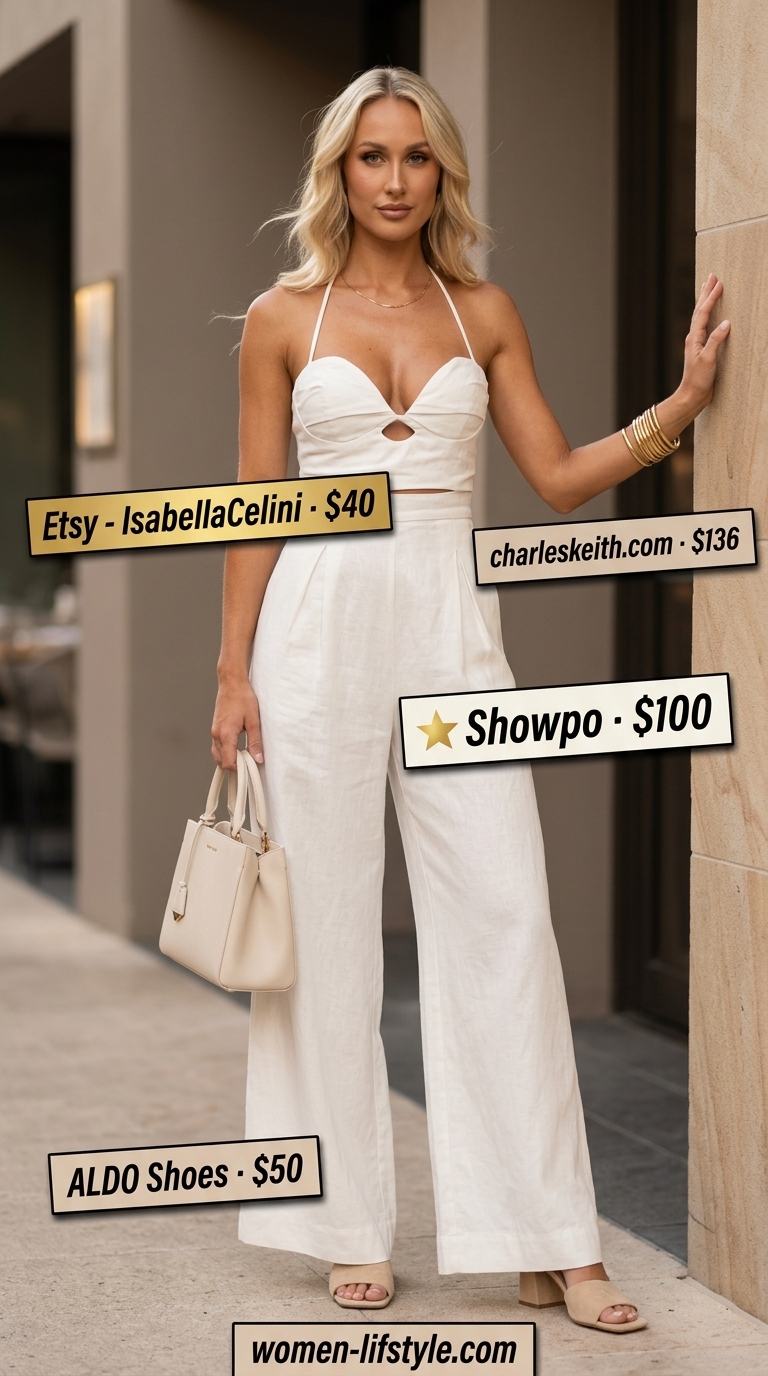 summer linen jumpsuit outfits for women 2026 outfit idea - fashion styling inspiration