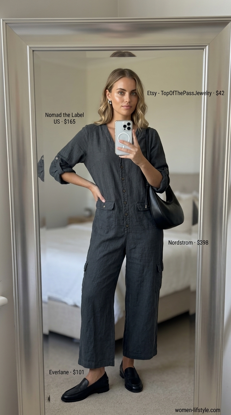 summer linen jumpsuit outfits for women 2026 outfit idea - fashion styling inspiration