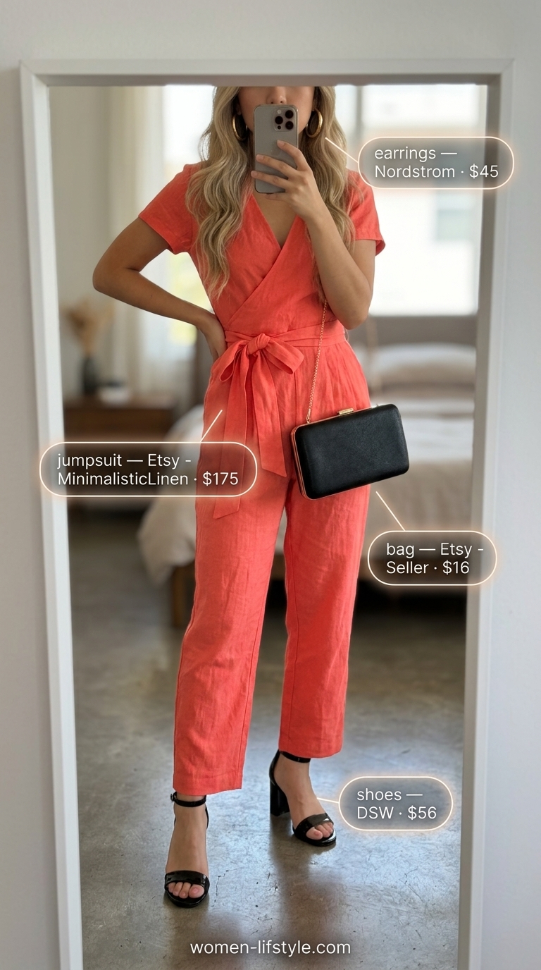 summer linen jumpsuit outfits for women 2026 outfit idea - fashion styling inspiration