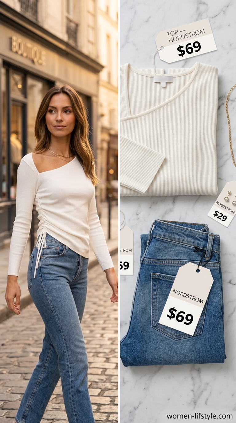 Sage green linen pants outfit for summer vacation in Europe 2026. Elegant Tuscan countryside style with ivory blouse and cognac loafers.