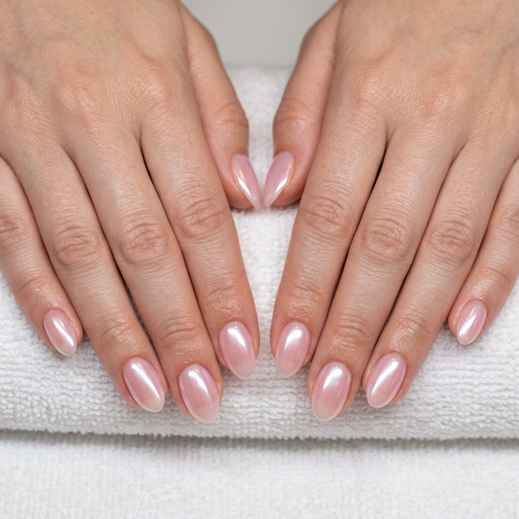 Sheer pink glazed almond nails 2026 for fair skin, ideal for casual wear and summer events.