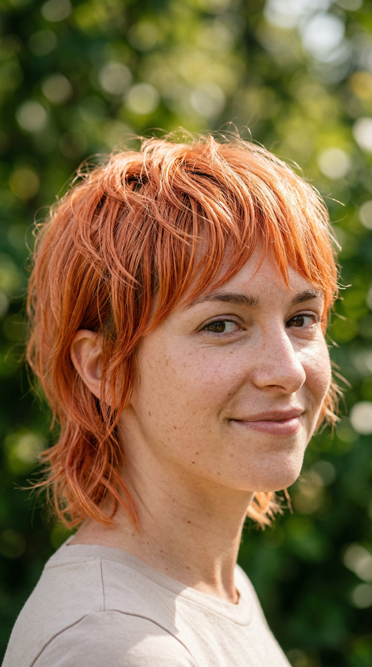 Effortless Apricot Mixie short apricot crush mixie haircut with playful texture and peach undertones for weekends