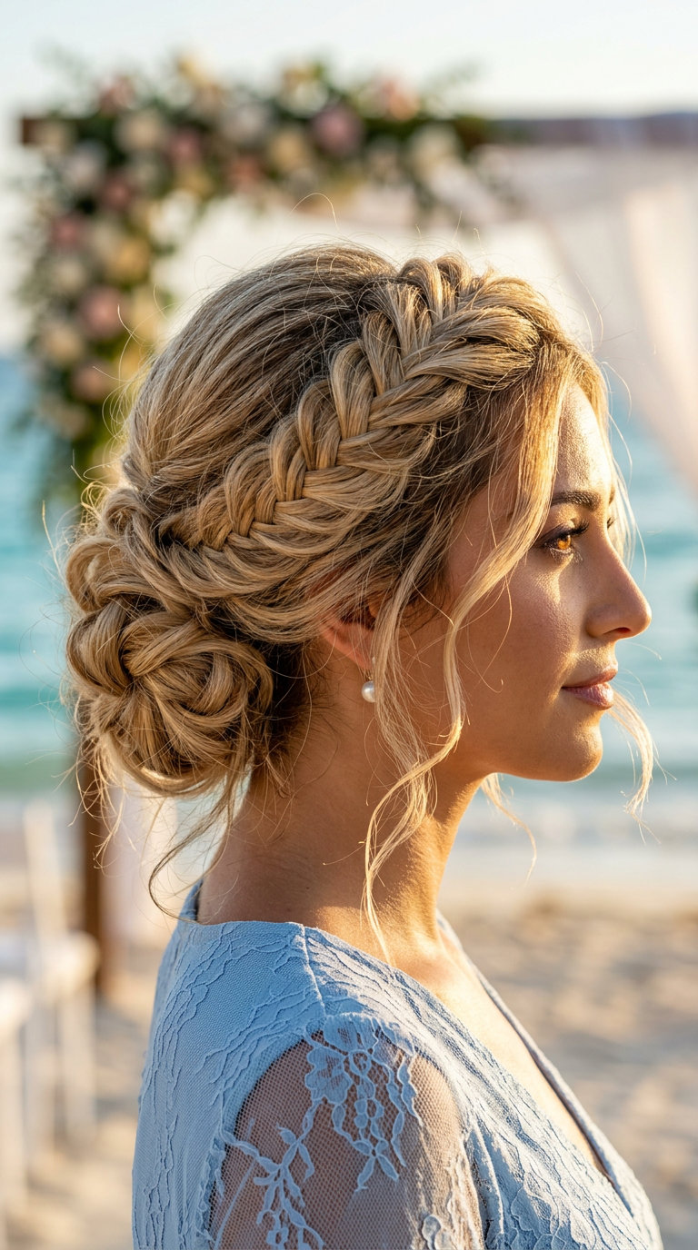 long layered hairstyle with butter gold blonde babylights and face-framing pieces for summer