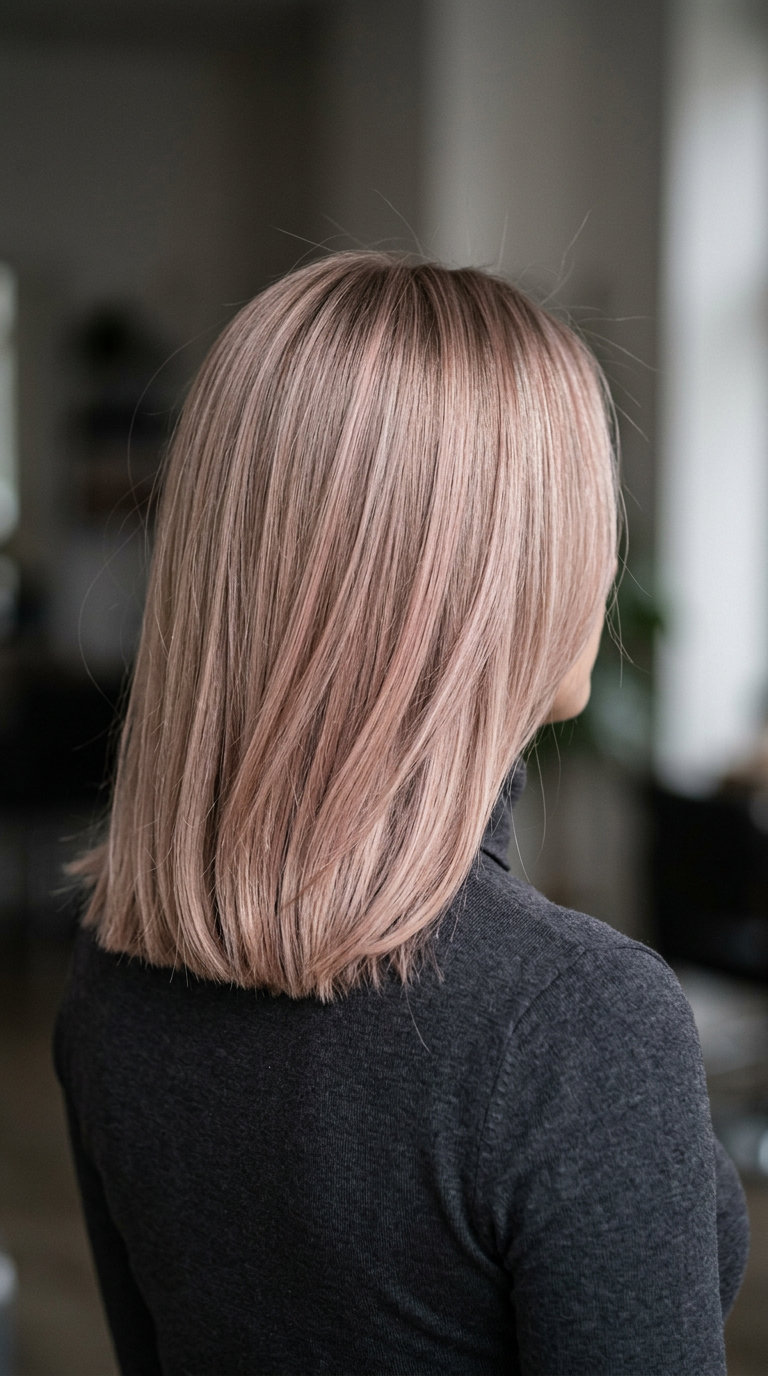 Champagne Strawberry Babylights 2026 blunt cut strawberry blonde with champagne rose gold babylights, subtle multi-tonal — formal event
