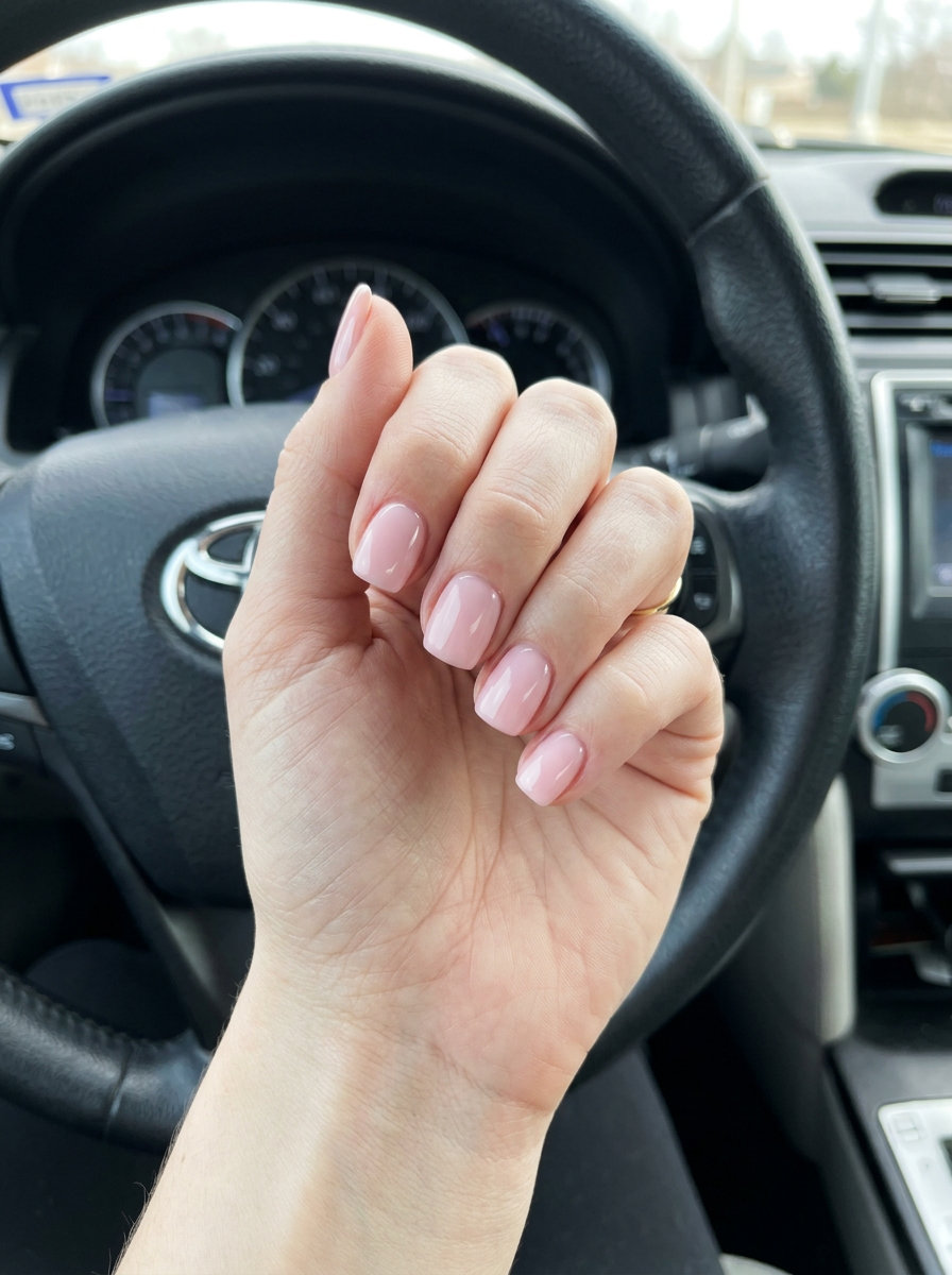 Cute summer nails 2026: Milky pink builder gel overlay for clean girl, sophisticated daily wear.