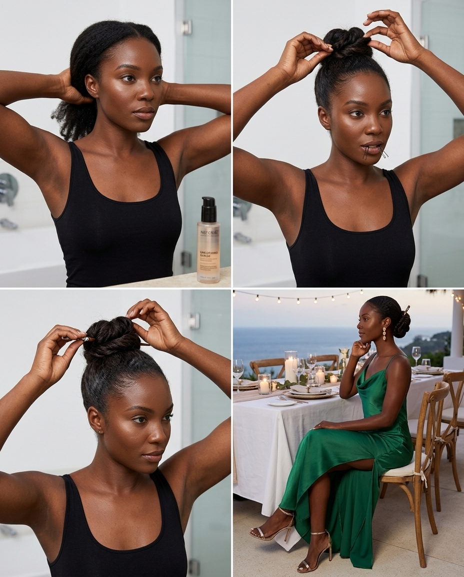 Chic Updo: Sophisticated Style 2026 long twisted updo with deep espresso, glossy black, and cool brunette, sleek texture, no fringe — sophisticated formal
