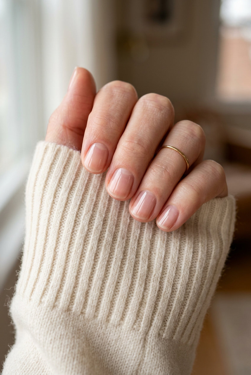 June Nails Ideas 2026: Minimalist Crystal Clear Round Nails Crystal clear nails for June nails ideas 2026, a minimalist everyday style.