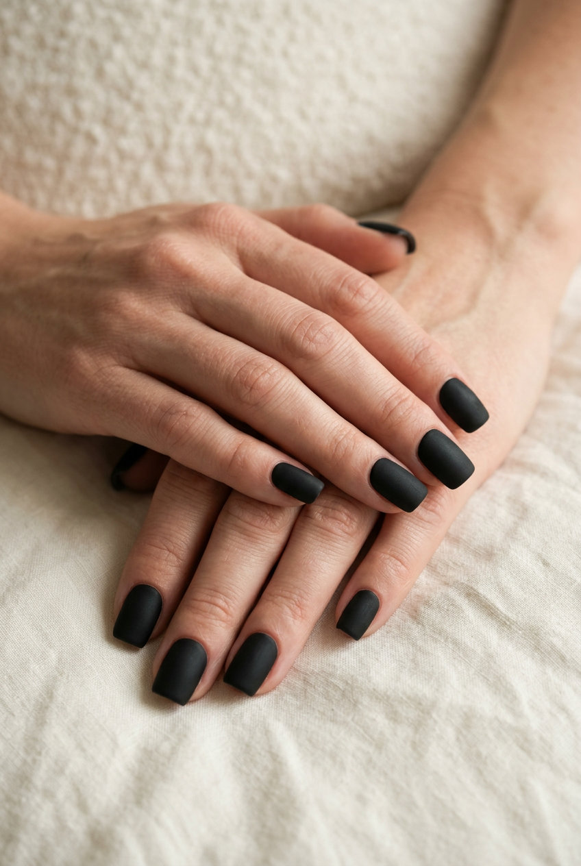 June Nails Ideas 2026: Velvet Noir Coffin Velvet Noir Coffin nails for date night and parties, June nails ideas 2026.