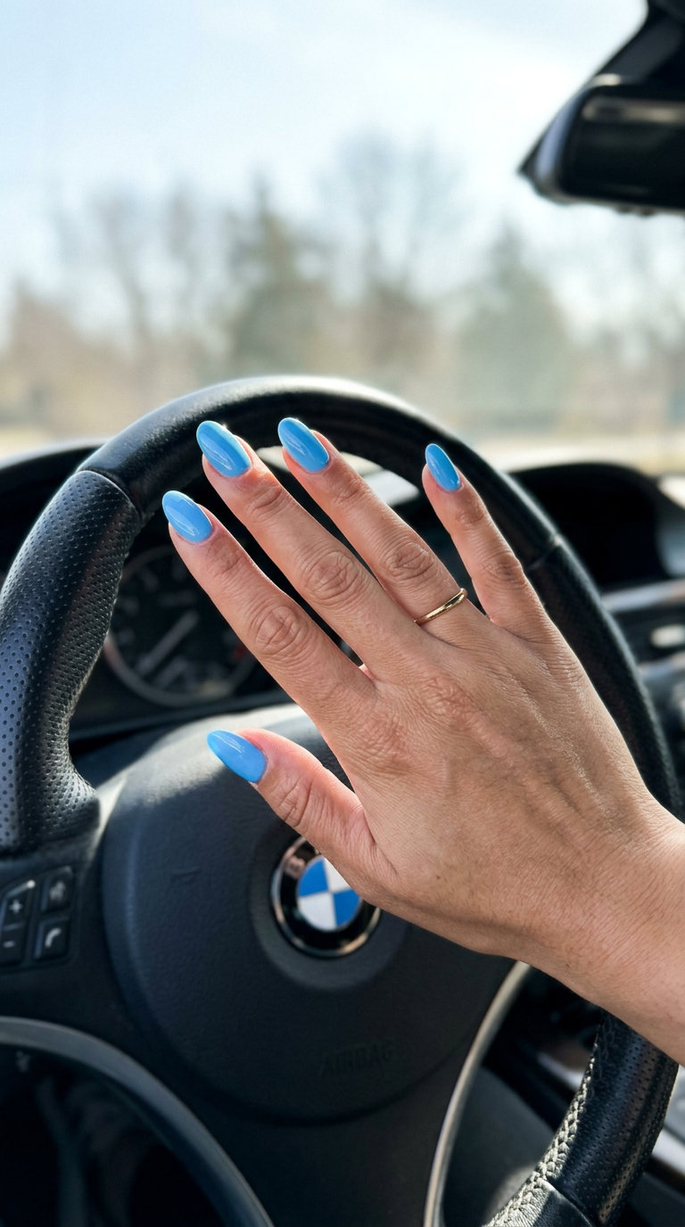 Vibrant Sky Blue Nails for Summer - June 2026 Vibrant sky blue nails for casual and sporty occasions. June nails ideas 2026.