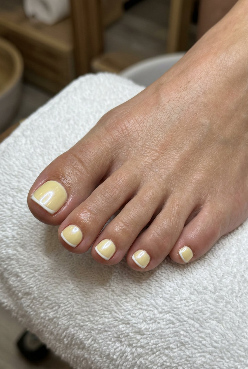 Butter Yellow Pearlescent Oval Nails - Summer 2026 Wedding Guest Butter yellow pearlescent oval nails for summer 2026 wedding guest or garden party.