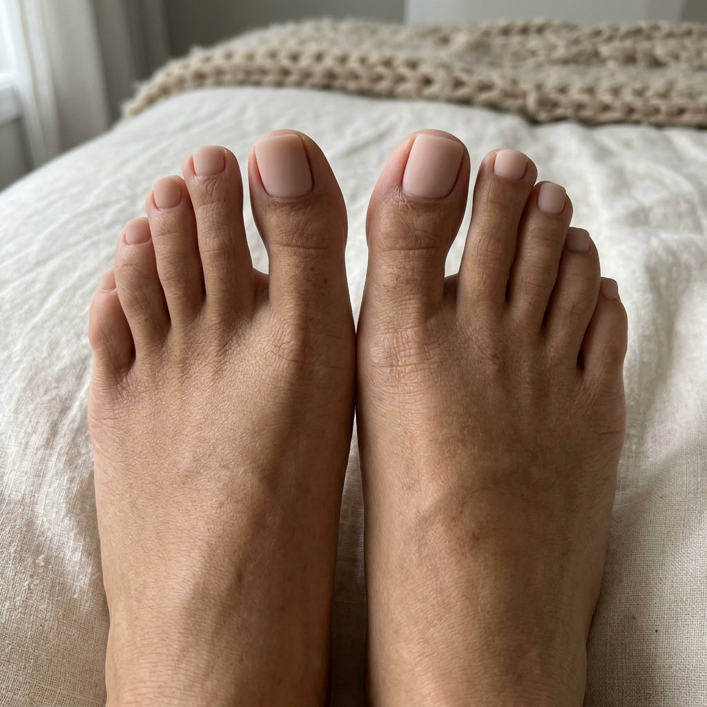 Velvet Nude Toenails | June Toe Nails Ideas 2026 Milky nude toenails with a soft matte finish for daily wear and work. June toe nails ideas 2026.
