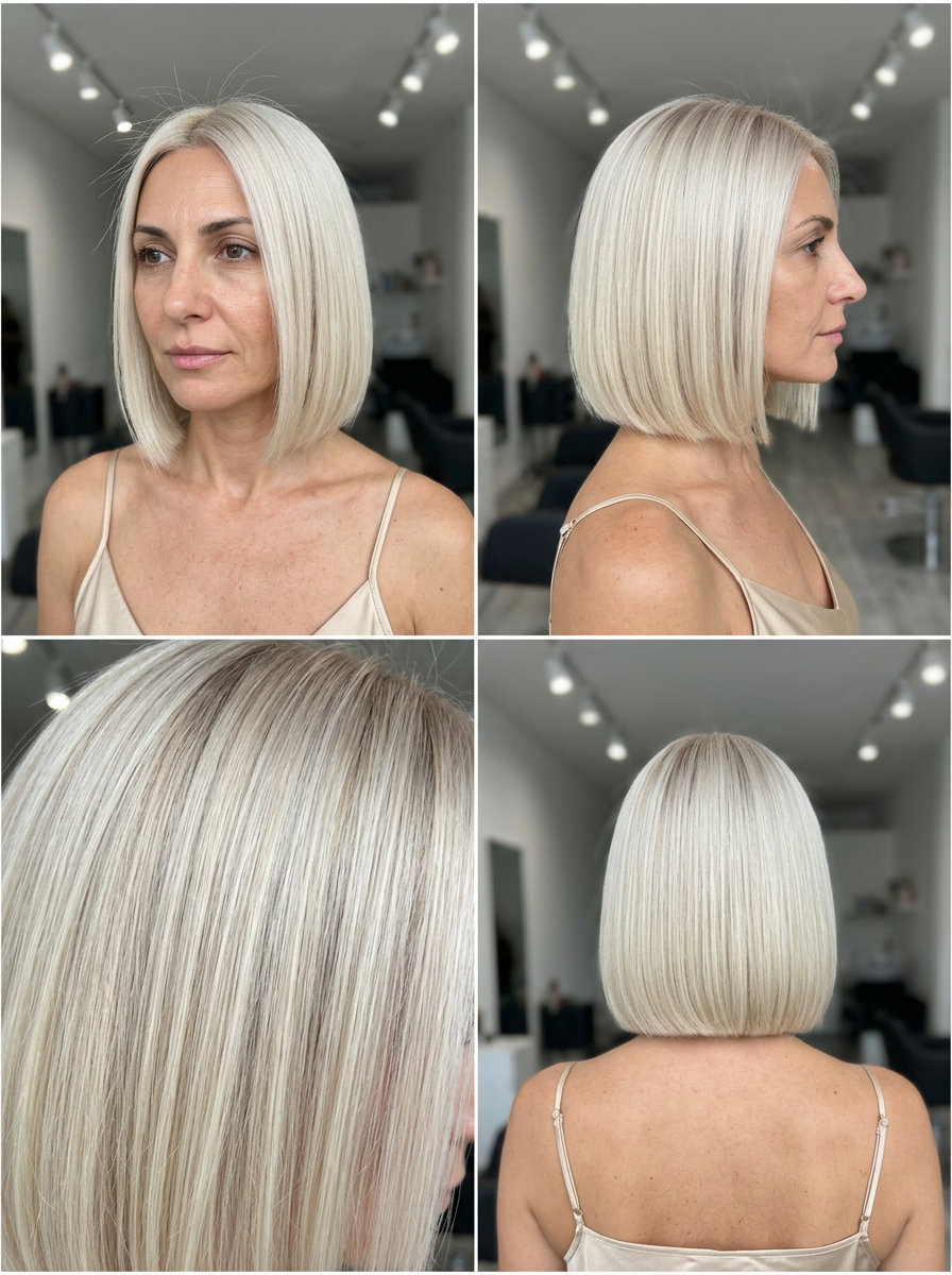 Effortless Mushroom Midi: Bronde 2026 medium mushroom bronde haircut with beige highlights, diffused layers, face-framing pieces — effortless natural