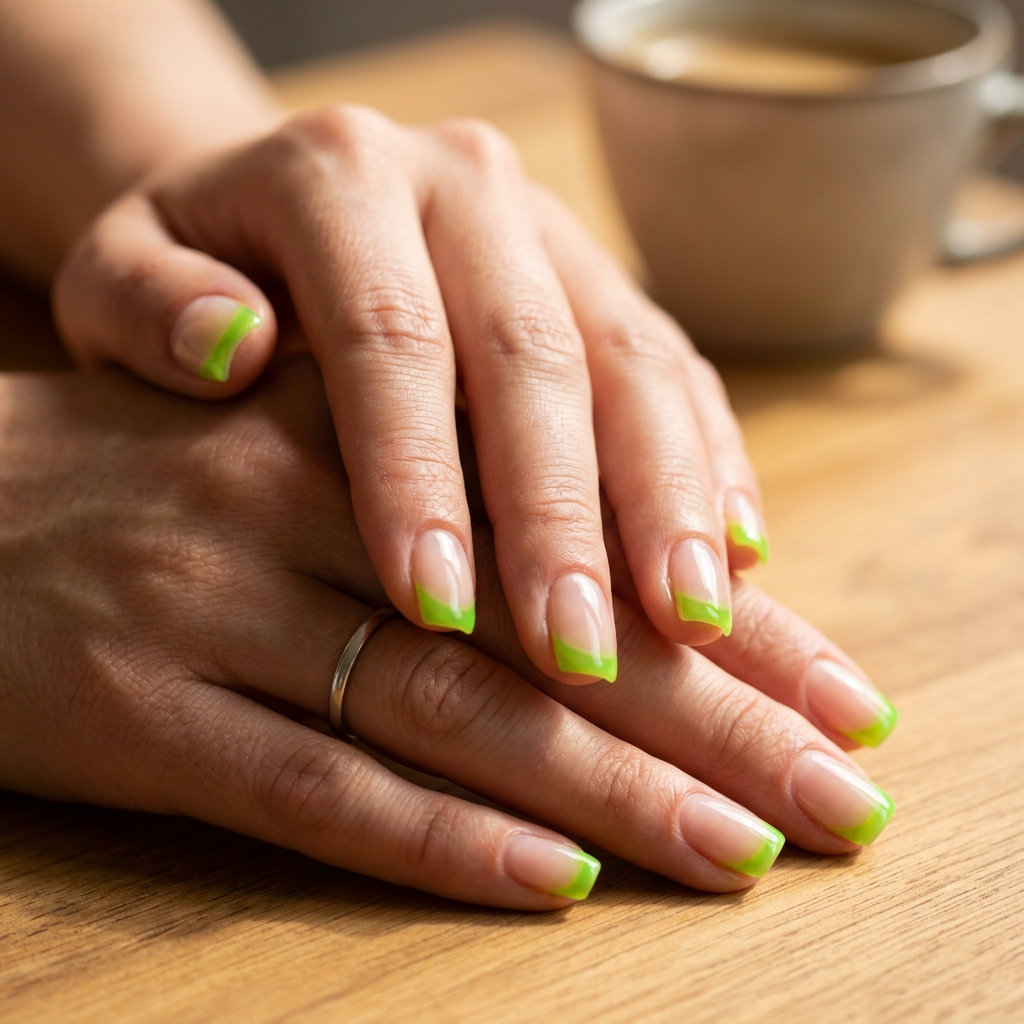 Electric Lime Jelly French nails for neon summer nails 2026, perfect for vacations and festivals.
