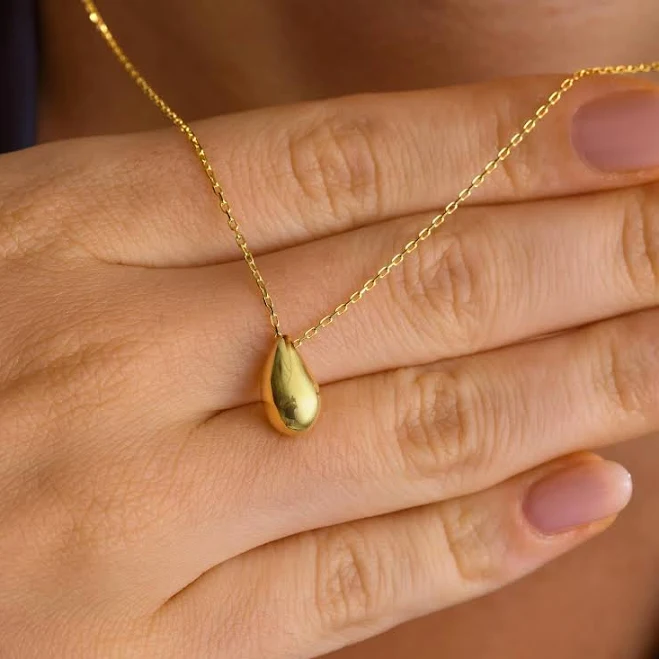 accessory 14K Gold Teardrop Pendant Necklace Etsy - Seller $37.51