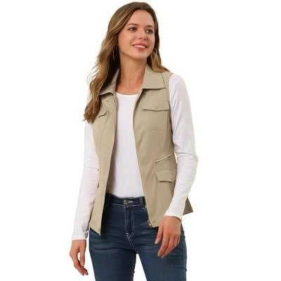 vest Allegra K Women's Sleeveless Zip-Up Cargo Vest with Pockets Target $45.99