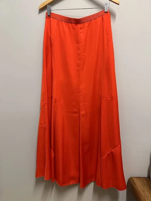skirt Ann Taylor Skirt Maxi Fit-flared/paneled Bright Coral Satin Elastic eBay - elizabethmz $28