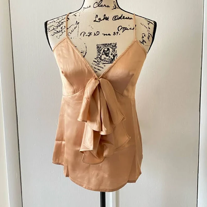 top Asos Tops | Asos Champagne Satin Bow Cami | Color: Gold | Size: 6 | Brendalevy137's Closet Poshmark $39