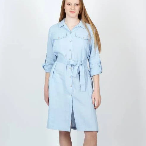 dress Below The Knee Linen Midi Shirt Dress with Waist Tie Belt and Side Pockets Etsy - Seller $120.13