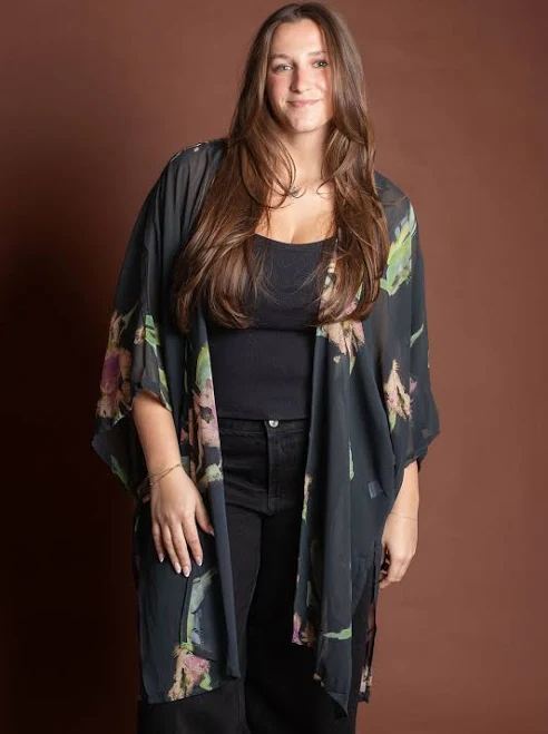 outerwear Brisa Floral Sheer Kimono Cardigan shoppe smitten $48