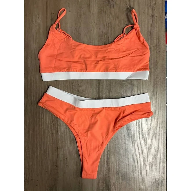 swimwear By Cassandre Colorblock Bikini Set Coral/white Size S eBay - shop_morena $25.6