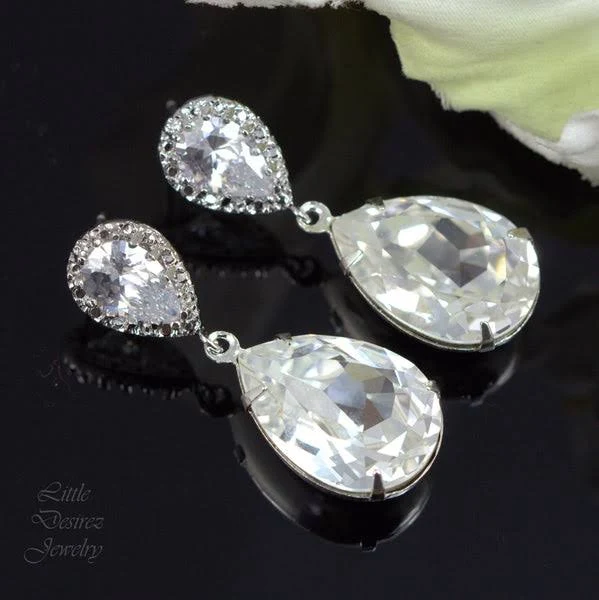 accessory Clear Crystal Dangle Teardrop Earrings Swapnil Kapoor $32