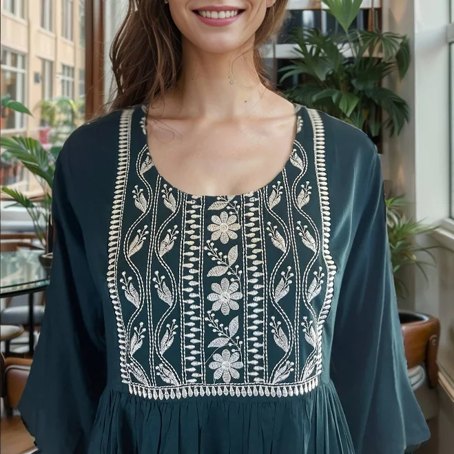 dress Embroidered Rayon Maxi Etsy - Seller $49.05
