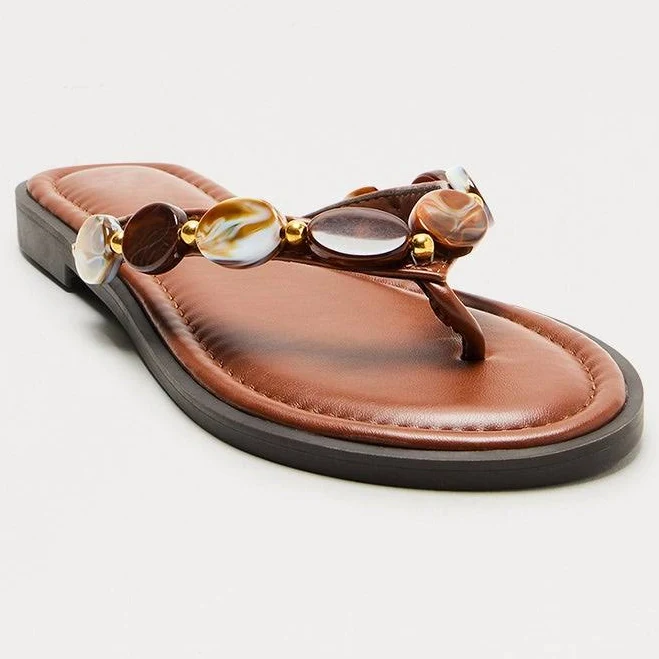 shoes Fashion Nova Women's Glimmer Beaded Flip Flops Fashion Nova $16.99