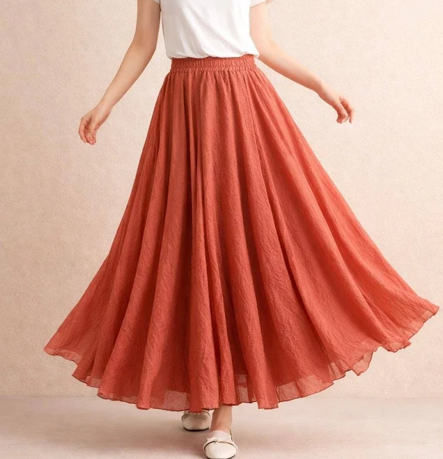 skirt Flowy Linen Cotton Maxi Skirt Etsy - Seller $71.65