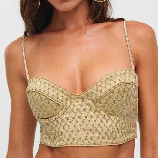 top For Love & Lemons Glitter Grid Bustier Top For Love & Lemons $129