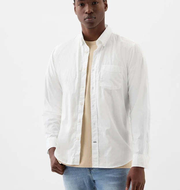 top Gap Men's Stretch Poplin Shirt Gap Factory $21.99
