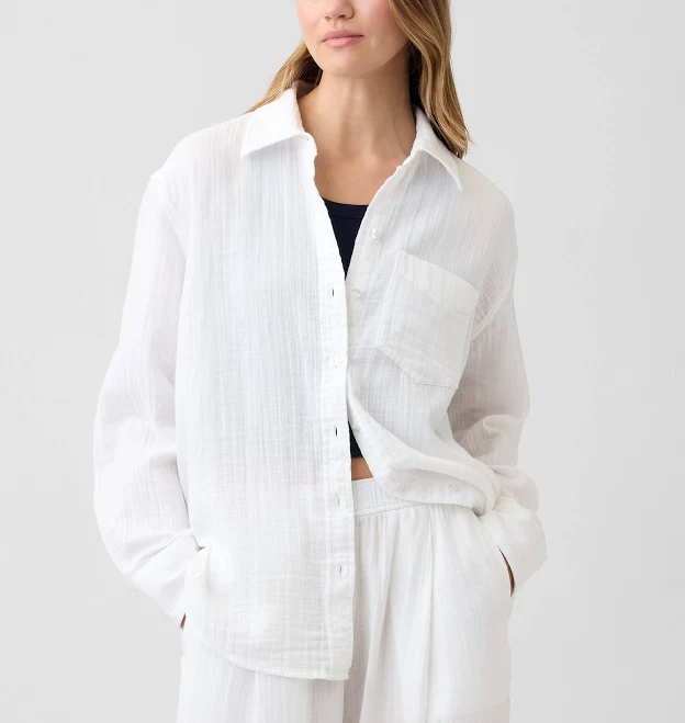 top Gap Women's Oversized Gauze Shirt Gap Factory $35.99