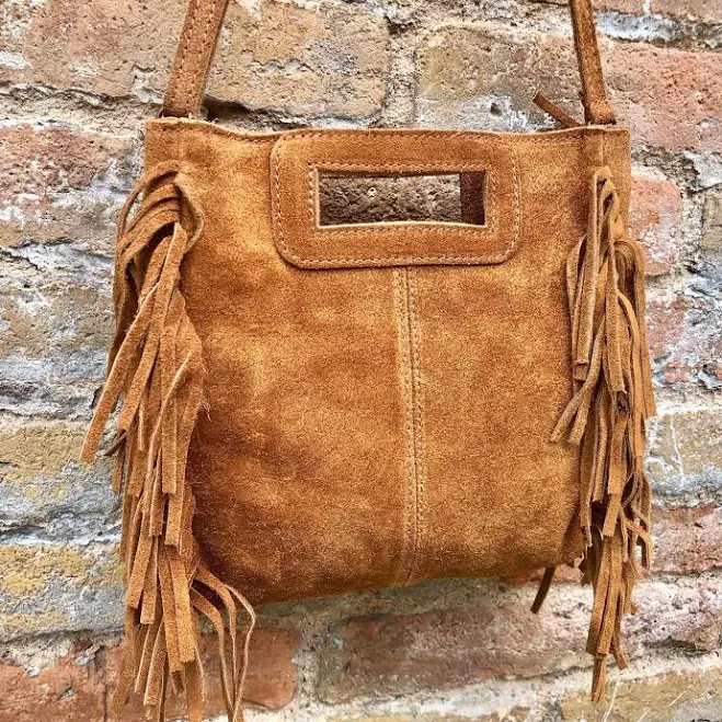 bag Genuine Suede Leather Crossbody Bag with Fringes Etsy - goodtimesbarcelona $46.53