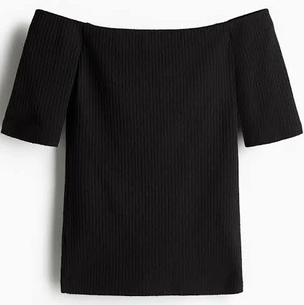 top H&M Ladies Off-The-Shoulder Rib-Knit Top H&M $12.99