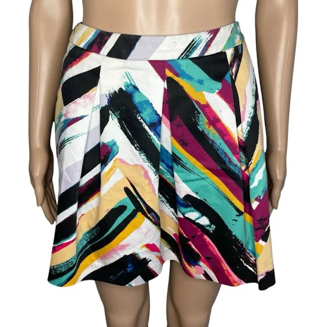 skirt H&M Skirts | H&M Artsy Retro Colorful Multicolored Pleated Mini Short Skater Skirt W/ Pockets | Color: Black/White | Size: 4 | Marandie23's Closet Poshmark $8