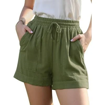 shorts Inspire Chic Women's Drawstring Elastic Waist Wide Leg Shorts with Pockets Target $29.99