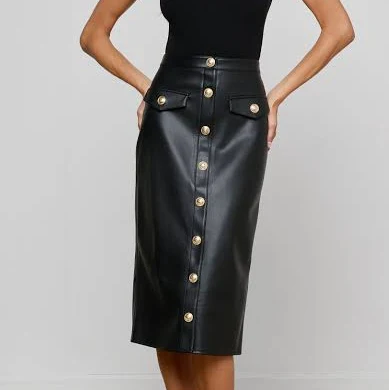 skirt L'Agence Women's Milann Faux Leather Midi Skirt lagence.com $297.5