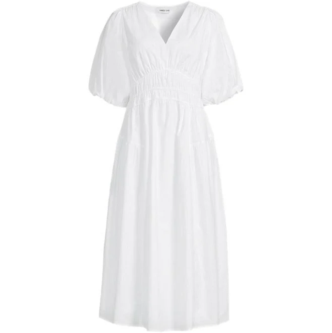 dress Lands' End Women's Puff Sleeve Smocked Waist V Neck Dress Lands' End $65.97