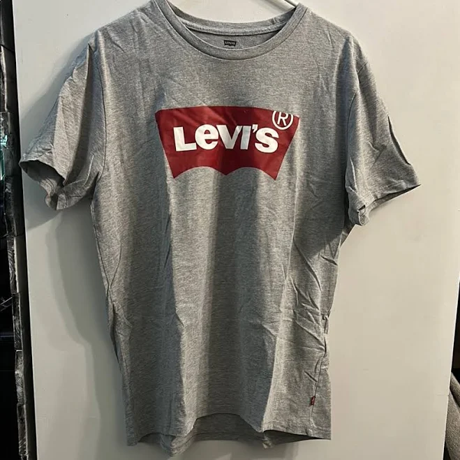top Levi's Shirts | Levi's Heather Gray Tee With Red Graphic | Color: Gray/Red | Size: Xl | Asmrekar's Closet Poshmark $8