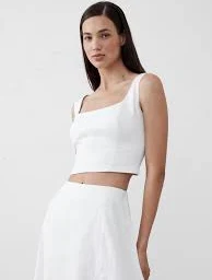 top Linen-Blend Square-Neck Bustier gapfactory.com $16.97
