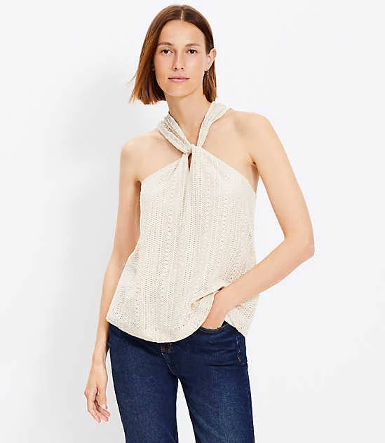 top Loft Women's Crochet Keyhole Halter Top LOFT $17.93