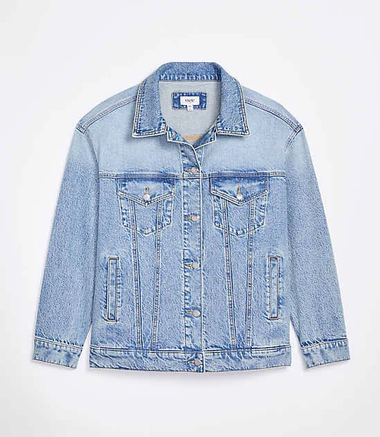denim jacket Loft Women's Oversized Denim Trucker Jacket LOFT $46.75