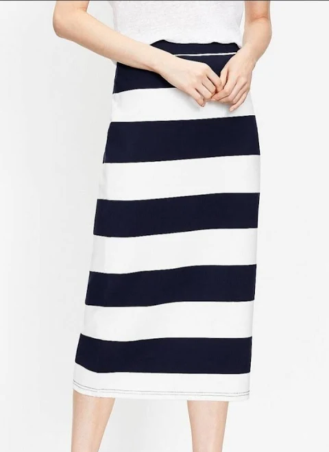 skirt Loft Women's Striped Pull-On Midi Skirt eBay - giraffeshellokitty $56